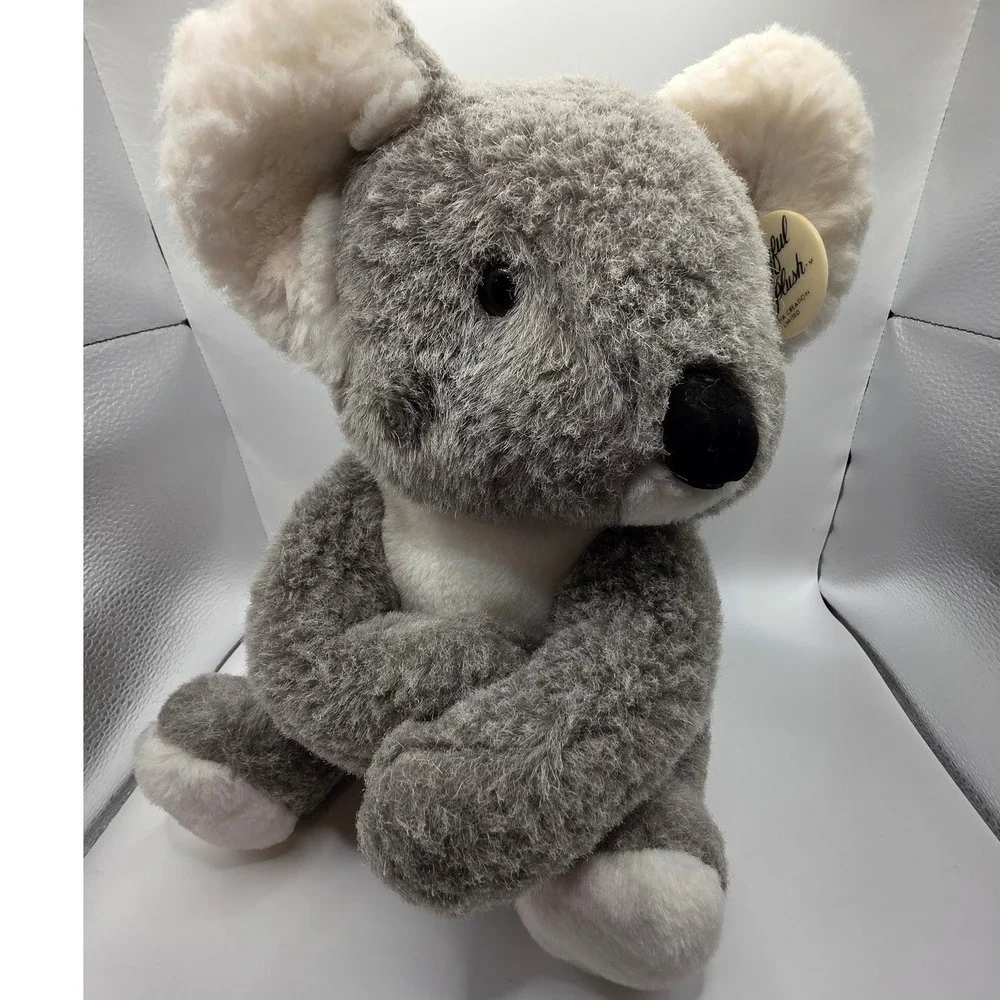 Chrisha Playful Plush Koala Grey White Hook and Loop Paws Vintage 1988 10x12
